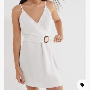 Urban Outfitters Amanda Linen Belted Wrap Dress